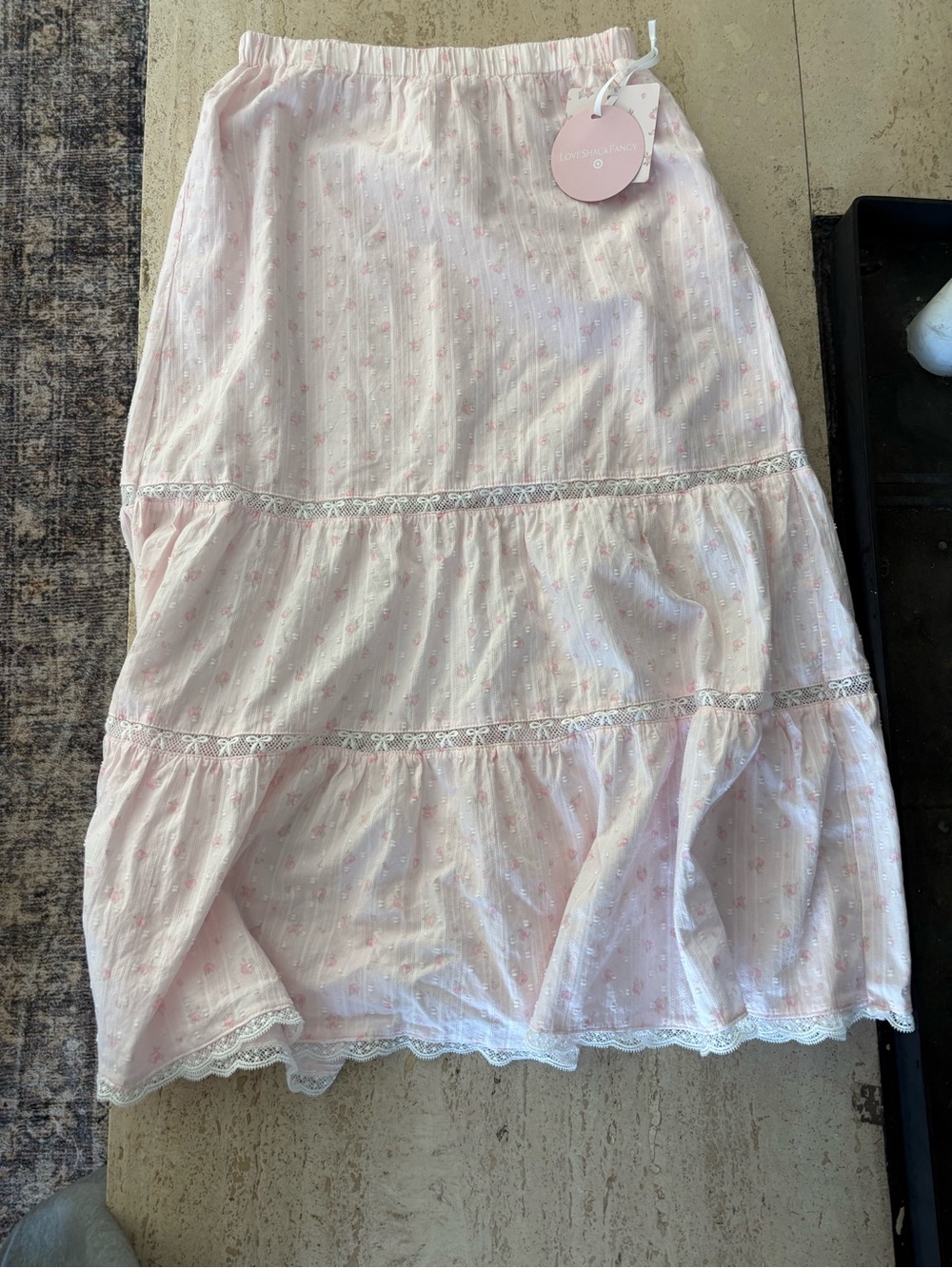 NWT LoveShackFancy x Target Isla Floral Maxi Skirt Pink Girls Size 14